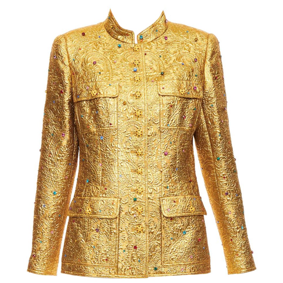 rare CHANEL 1996 Runway  Byzantine gold brocade rhinestone embellished jacket