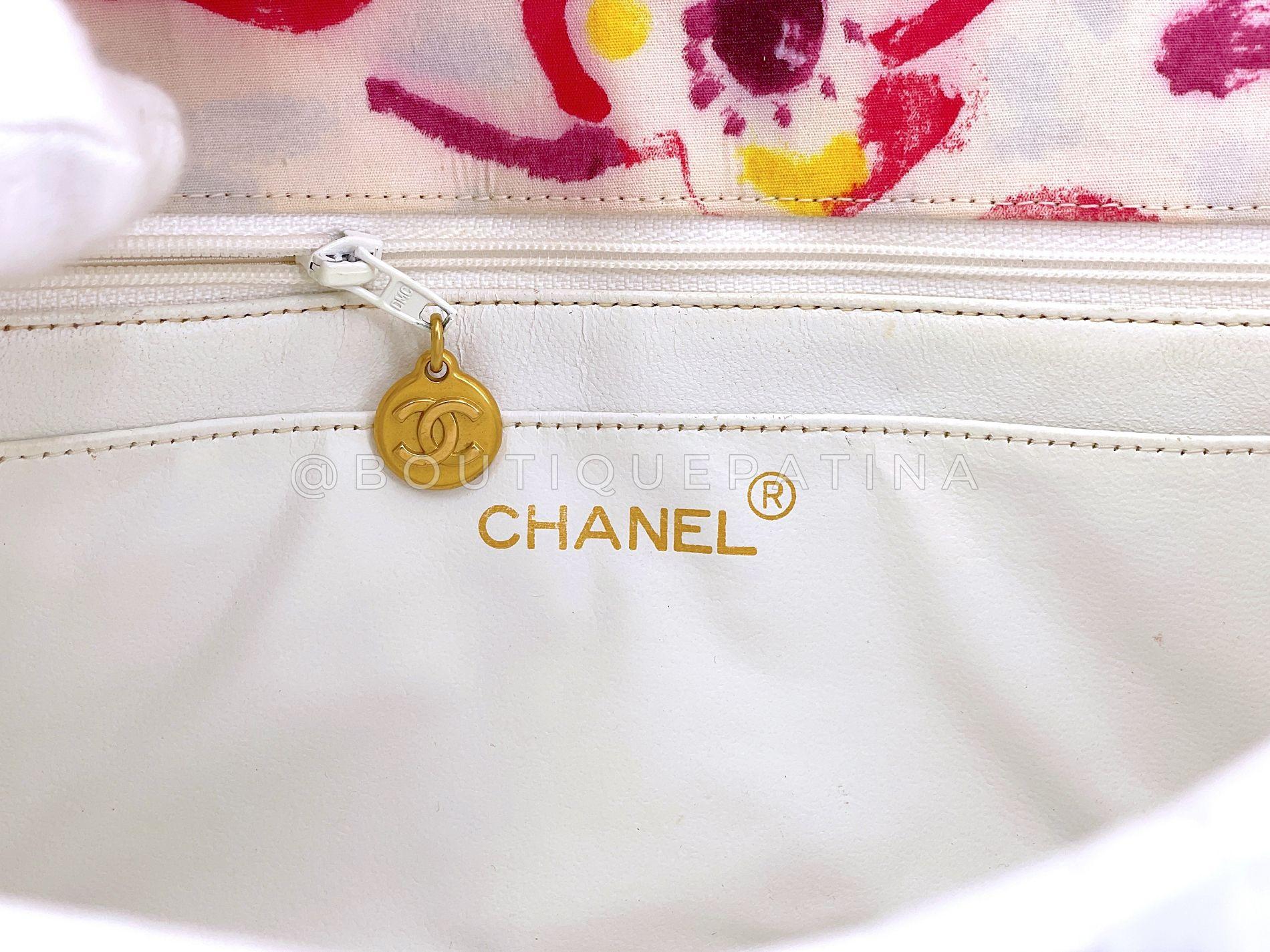 Rare Chanel 1996 Vintage Watercolor Floral Medium Classic Flap Bag 24k GHW 68568 For Sale 6