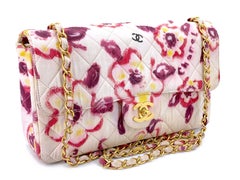 Rare Chanel 1996 Vintage Watercolor Floral Medium Classic Flap Bag 24k GHW 68568