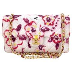 Raro Chanel 1996 Vintage Acuarela Floral Bolso Clásico Mediano con Solapa 24k GHW 68568