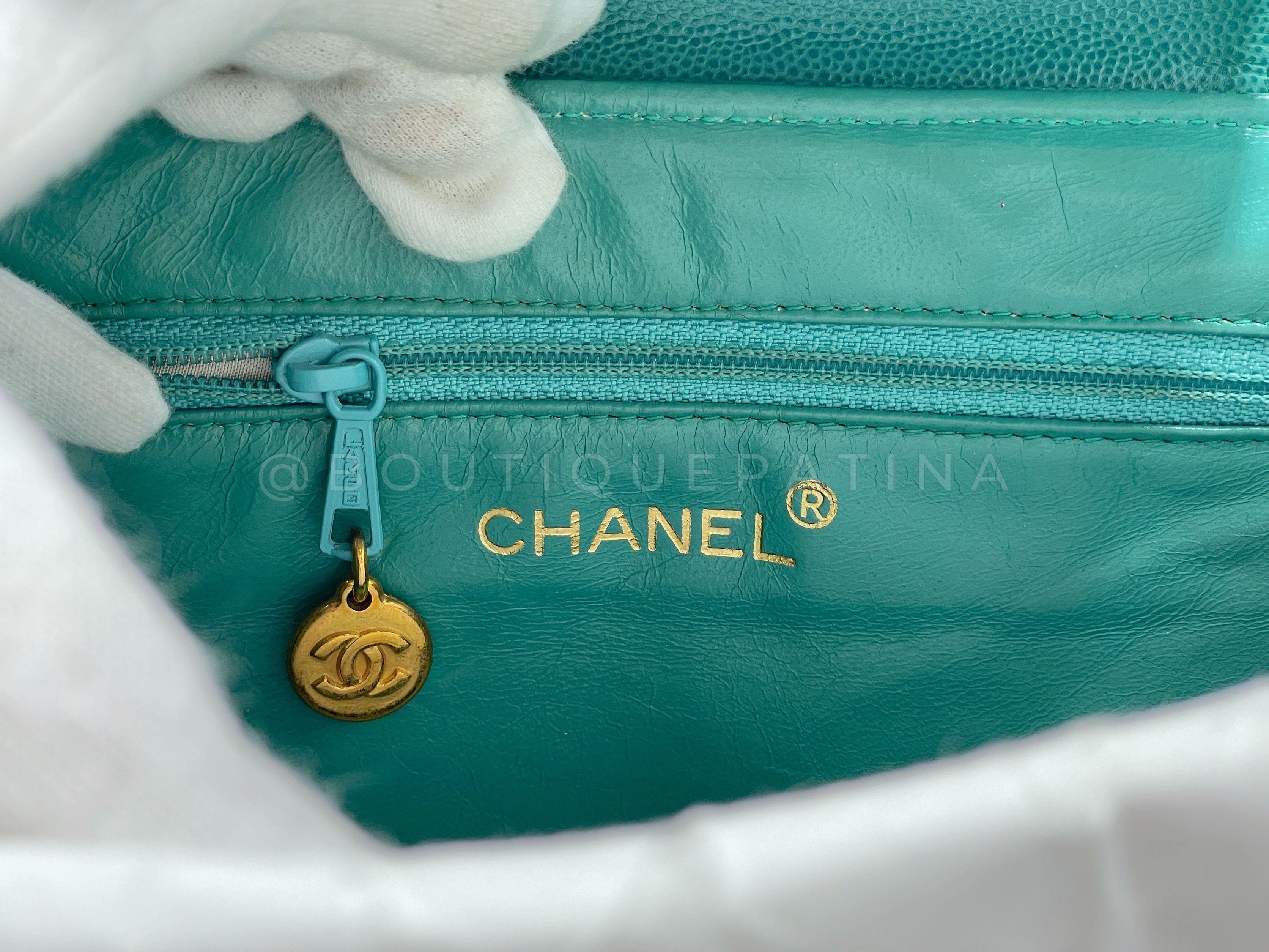 Rare Chanel 1997 Vintage Turquoise Green Caviar Mini Kelly Bag 24k GHW 67098 7