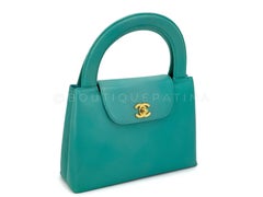 Rare Chanel 1997 Vintage Turquoise Green Caviar Mini Kelly Bag 24k GHW 67098