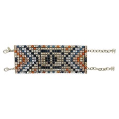 Raro Chanel 19A Egipto Malla de Cristal Arco Iris Strass Pulsera Multicolor  67574