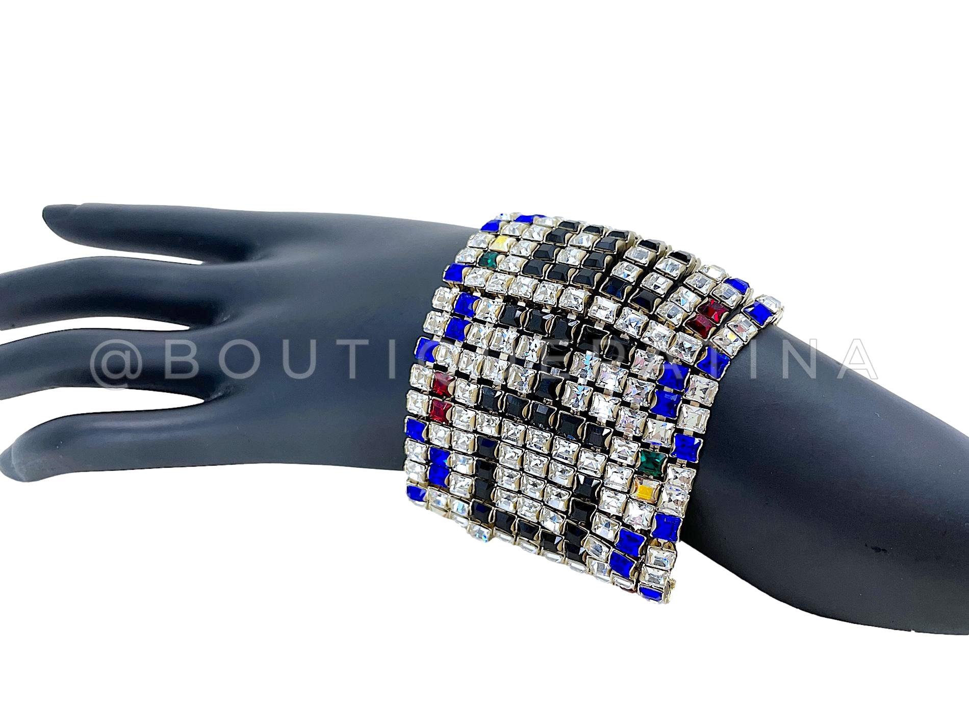 Rare Chanel 19A Egypt Crystal Mesh Rainbow Strass Bracelet Multicolor 67668 For Sale 1