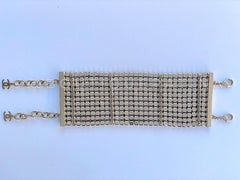 Rare Chanel 19A Egypt Crystal Mesh Rainbow Strass Bracelet Multicolor 68306