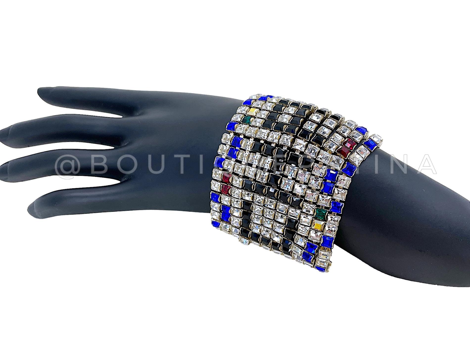 Rare Chanel 19A Egypt Crystal Mesh Rainbow Strass Bracelet Multicolor 68306 For Sale 1