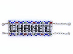 Raro Chanel 19A Egipto Cristal Malla Arco Iris Strass Pulsera Multicolor 68306