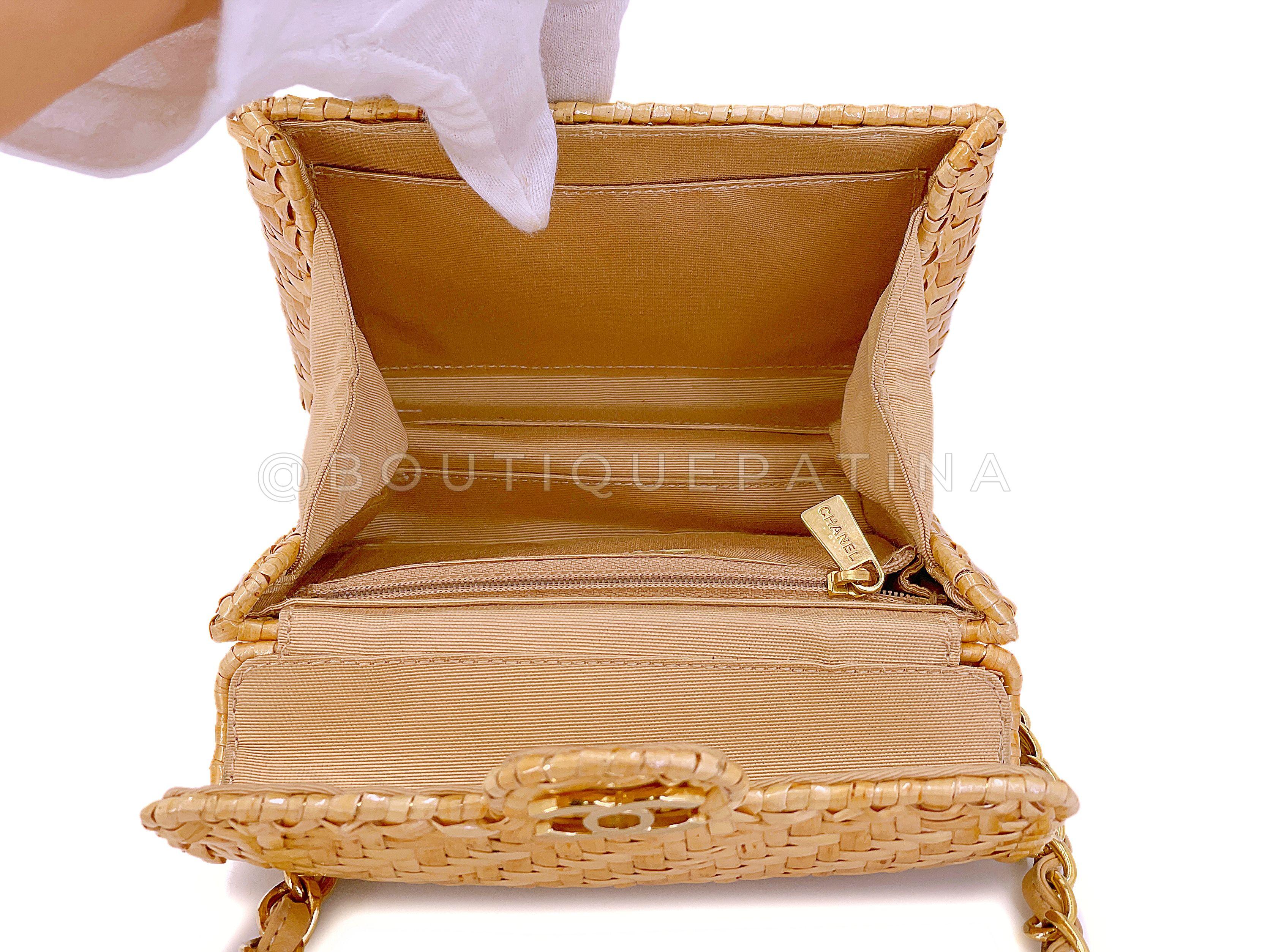Rare Chanel 2000 Vintage Rattan Wicker Mini Flap Bag 24k GHW 67780 5