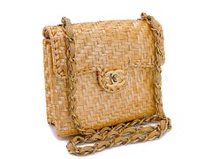 Rare Chanel 2000 Vintage Rattan Wicker Mini Flap Bag 24k GHW 67780