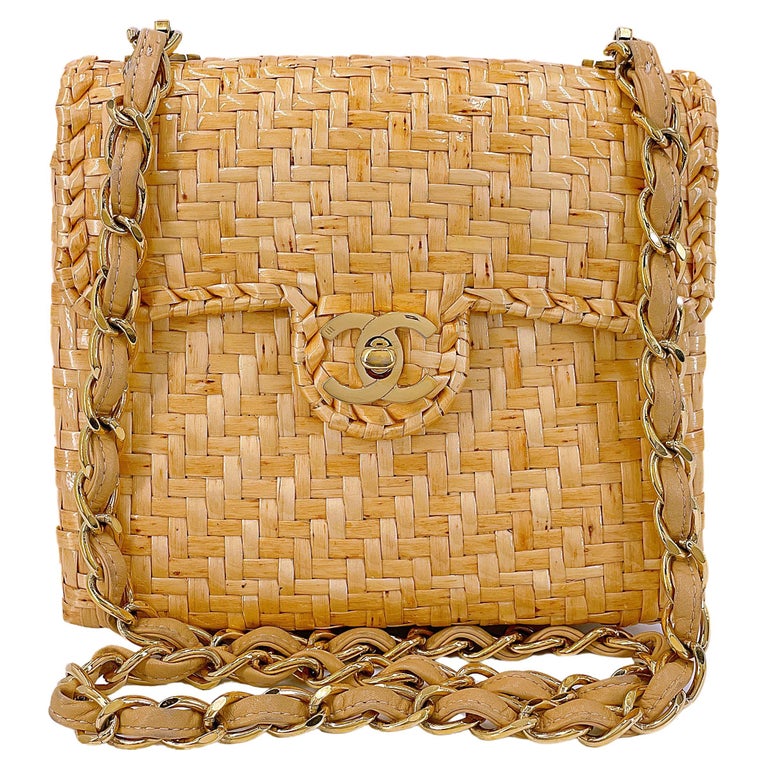 Chanel Wicker Bag - 12 For Sale on 1stDibs  wicker crossbody bag, black  wicker bag, black wicker handbag