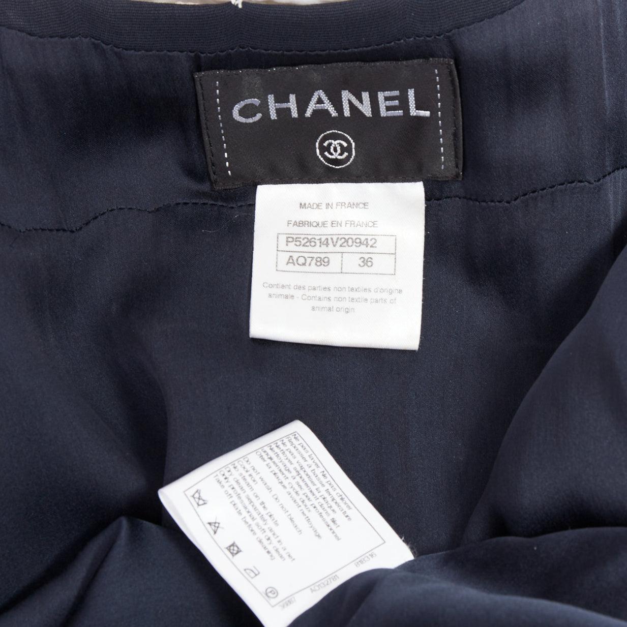 rare CHANEL 2015 Runway black silk white cotton collar trompe loeil dress FR36 S For Sale 4