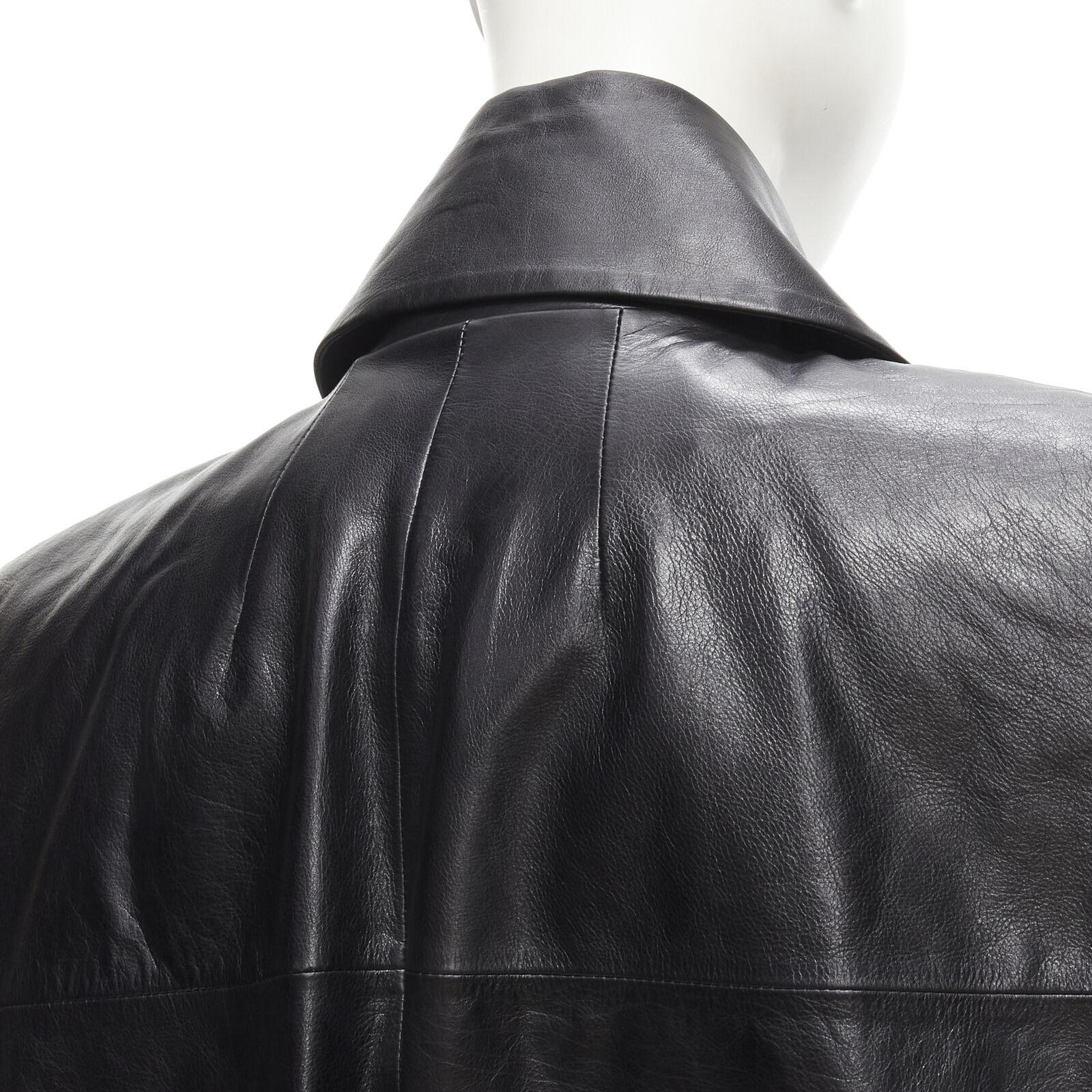 rare CHANEL 2017 Cosmopolite Runway black leather biker cocoon cape jacket FR34 7
