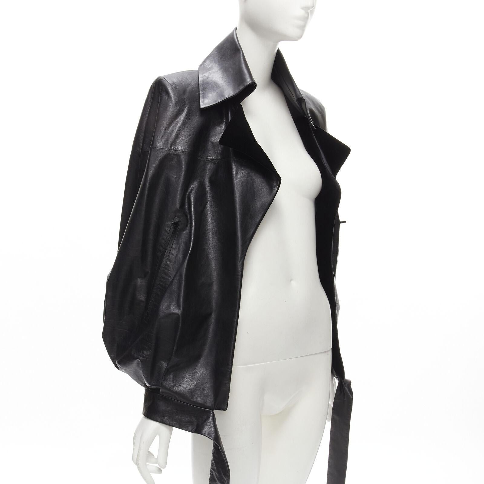 rare CHANEL 2017 Cosmopolite Runway black leather biker cocoon cape jacket FR34 In Excellent Condition In Hong Kong, NT