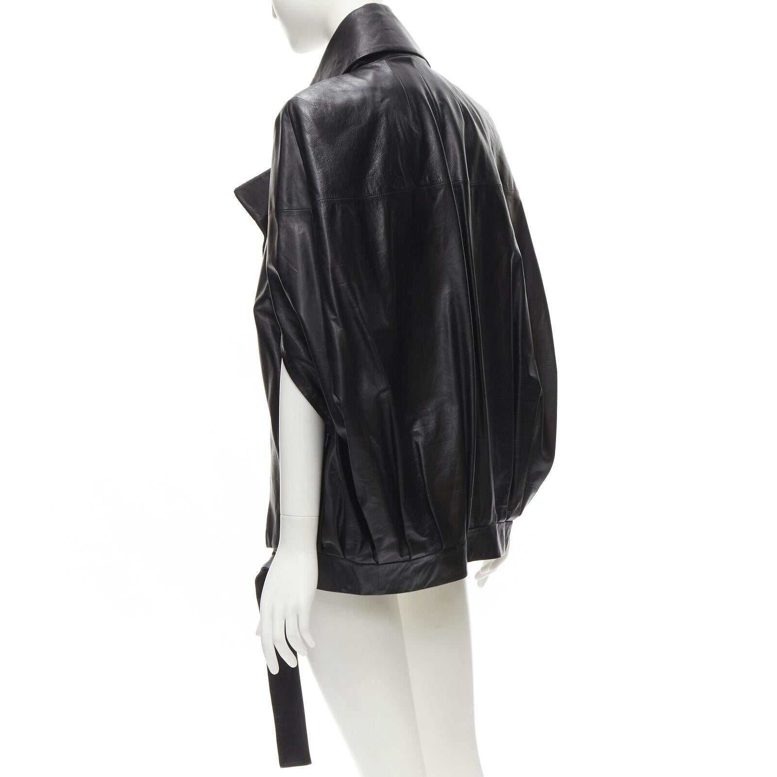 rare CHANEL 2017 Cosmopolite Runway black leather biker cocoon cape jacket FR34 3