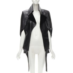 raro CHANEL 2017 Cosmopolite Runway nero pelle biker cocoon mantello giacca FR34