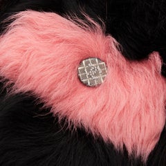 rare CHANEL 21K pink shearling fur CC crystal buttons 4 pocket jacket FR36 S