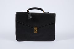 Rare Chanel 90's Black Caviar Leather Briefcase Bag