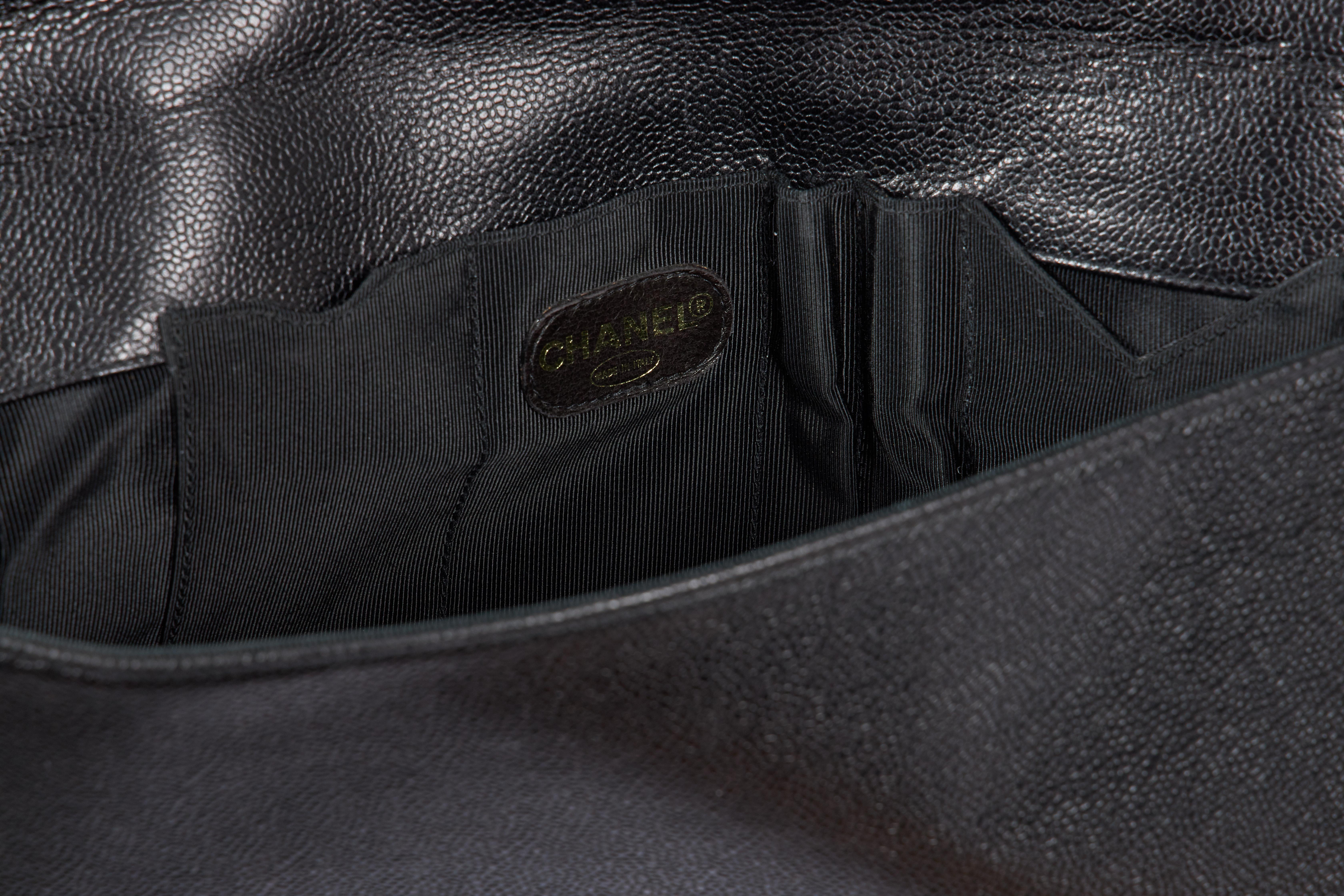 Seltene Chanel 90er Jahre Schwarze Aktentasche/Tasche aus Leder in Kaviar 2