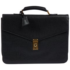 Used Rare Chanel 90's Black Caviar Leather Briefcase Bag