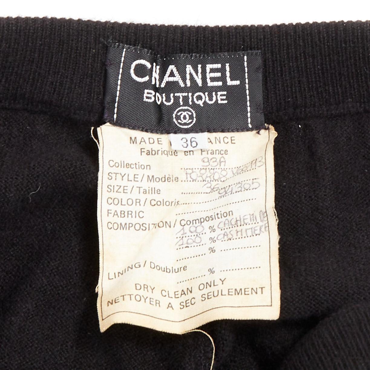 rare CHANEL 93A Vintage 100% cashmere white logo patch waist jogger pants FR36 S en vente 4