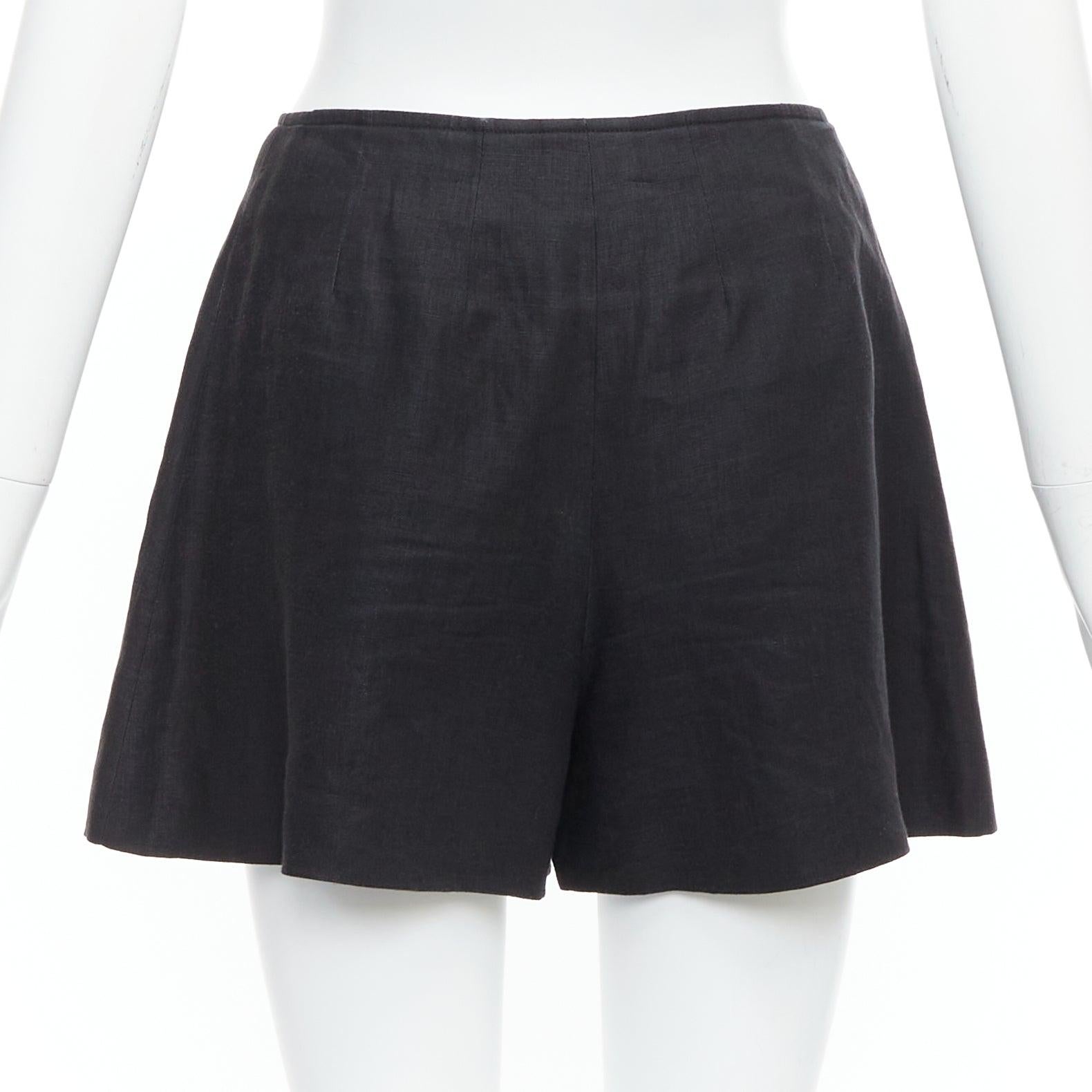 Women's rare CHANEL 94P Vintage black linen gold CC logo buttons sailor shorts FR36 S For Sale
