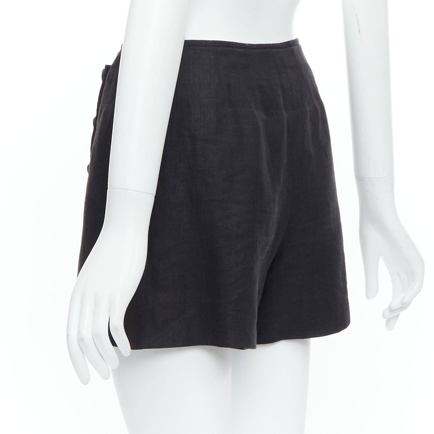 rare CHANEL 94P Vintage black linen gold CC logo buttons sailor shorts FR36 S For Sale 1