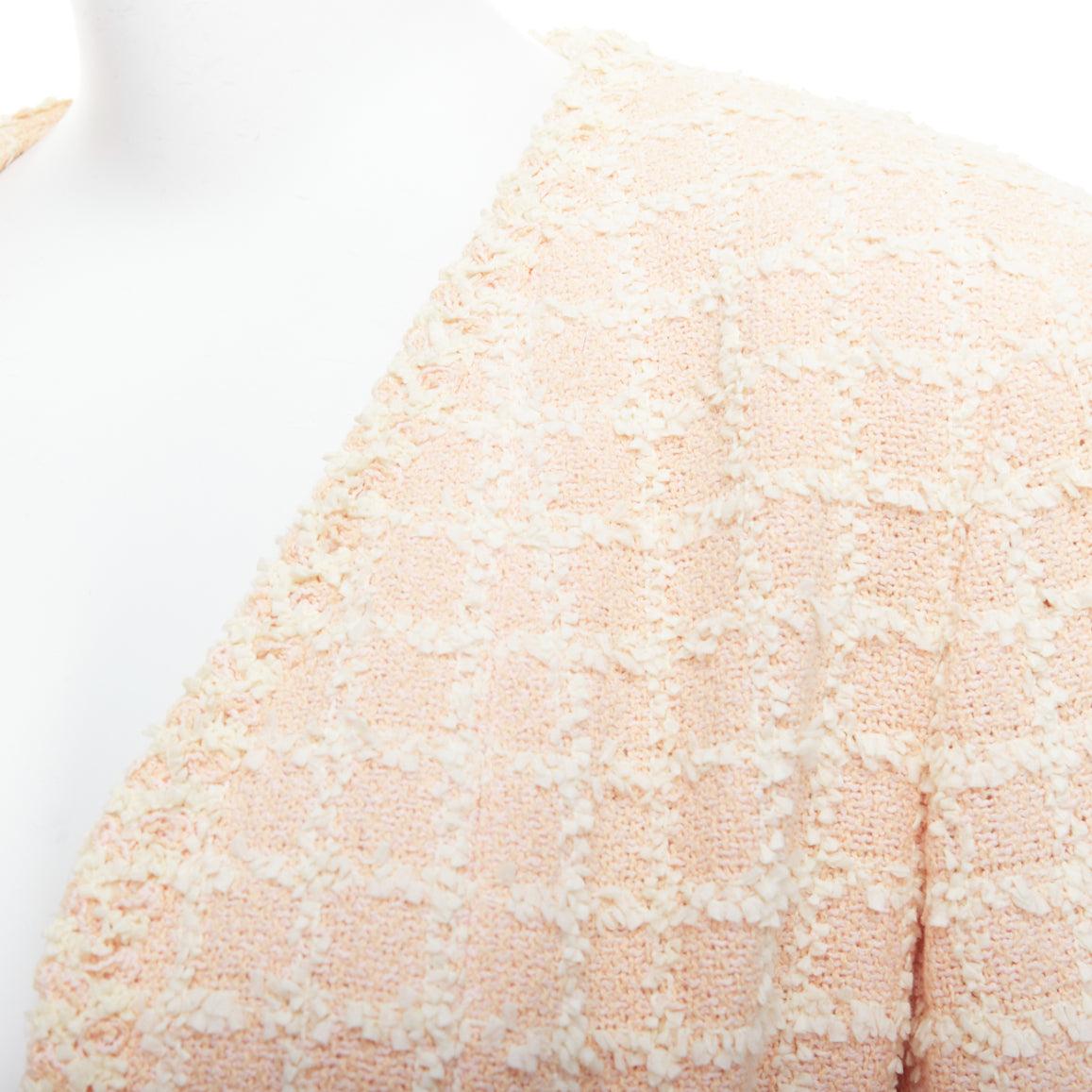 raro Chanel 94P Vintage rosa cotone tweed giacca cropped FR40 L in vendita 2