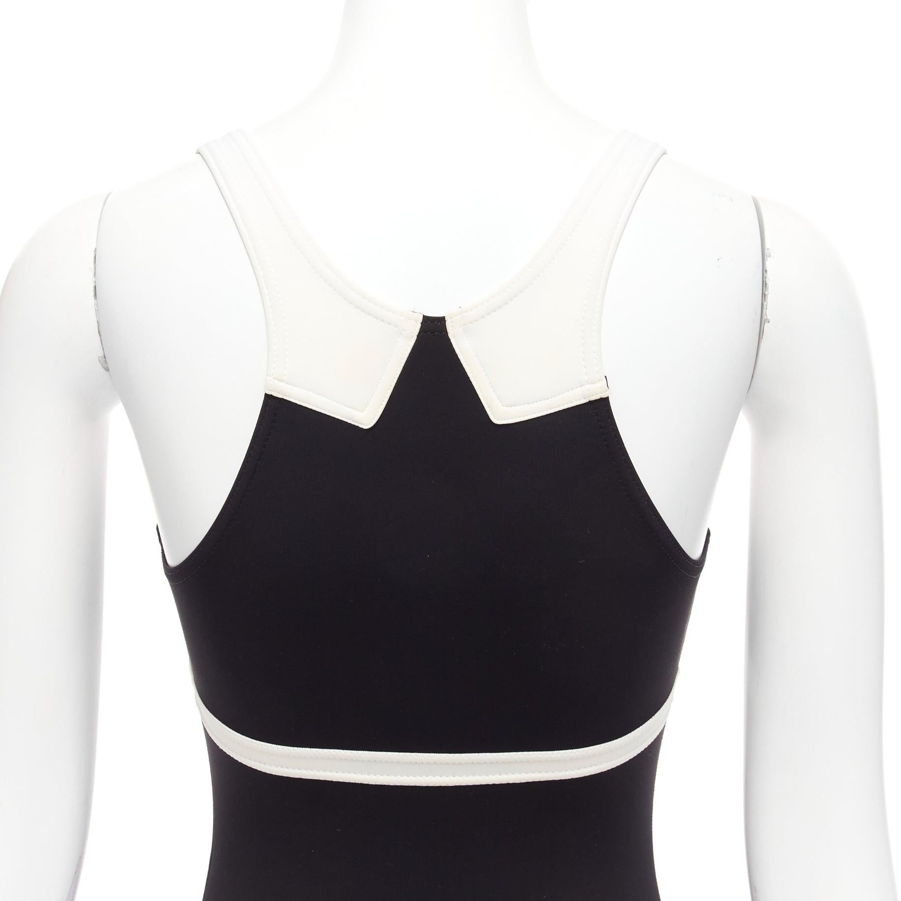 raro Chanel 96C Vintage CC nero crema colorblock costume da bagno FR36 S 2