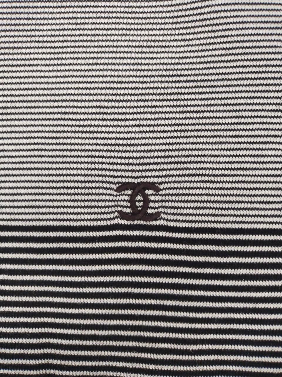 Rare! Chanel 97c Karl Lagerfeld 1997 Logo striped T-Shirt Pre-Owned Old Money  For Sale 8