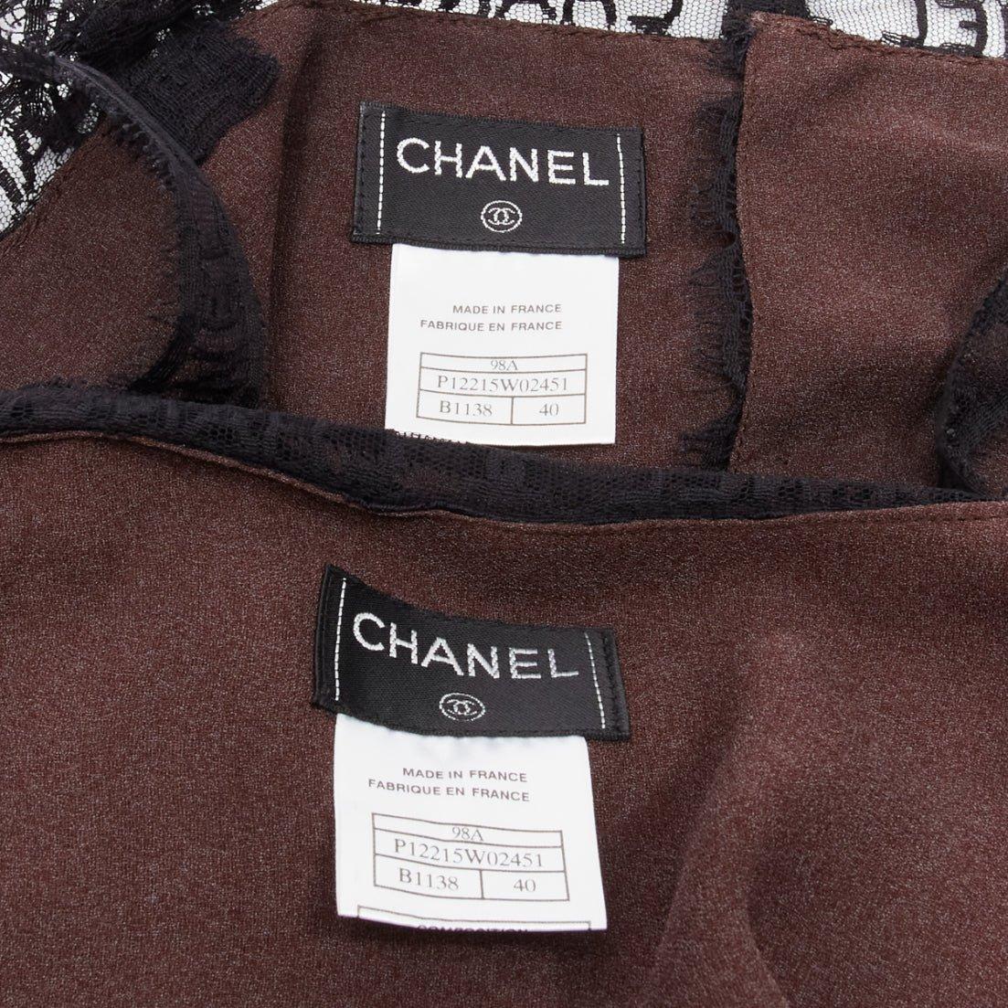 rare CHANEL 98A Karl Lagerfeld Runway Vintage black CC lace cami skirt FR40 L For Sale 6