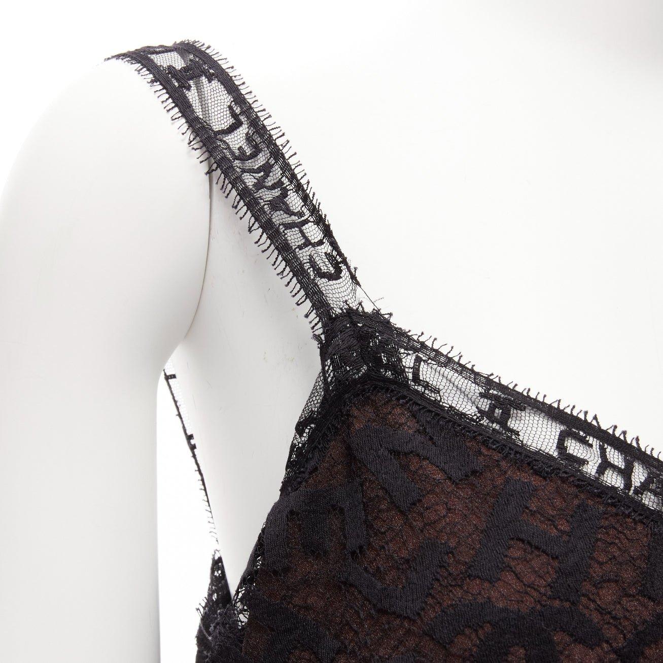 rare CHANEL 98A Karl Lagerfeld Runway Vintage black CC lace cami skirt FR40 L For Sale 2