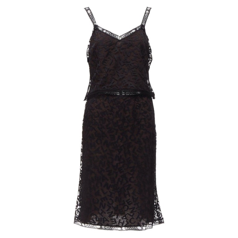 rare CHANEL 98A Karl Lagerfeld Runway Vintage black CC lace cami