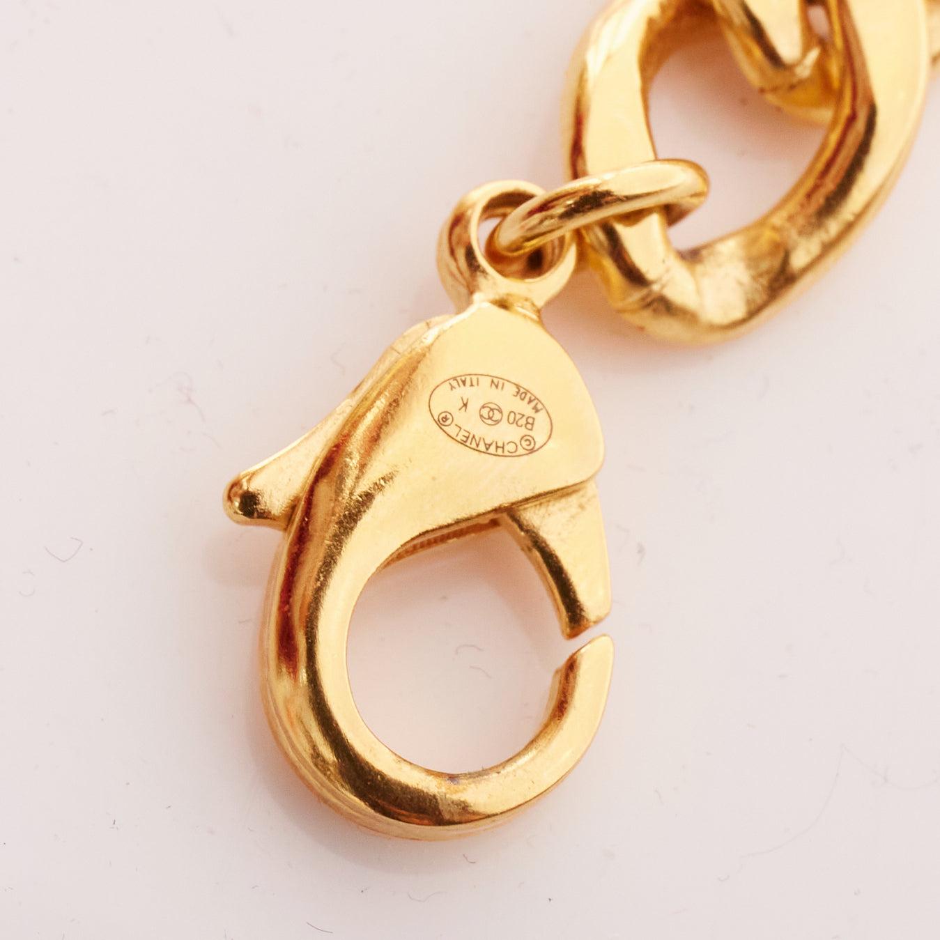 rare CHANEL B20K collier princesse byzantine vert rose rouge gripoix or CC logo en vente 6
