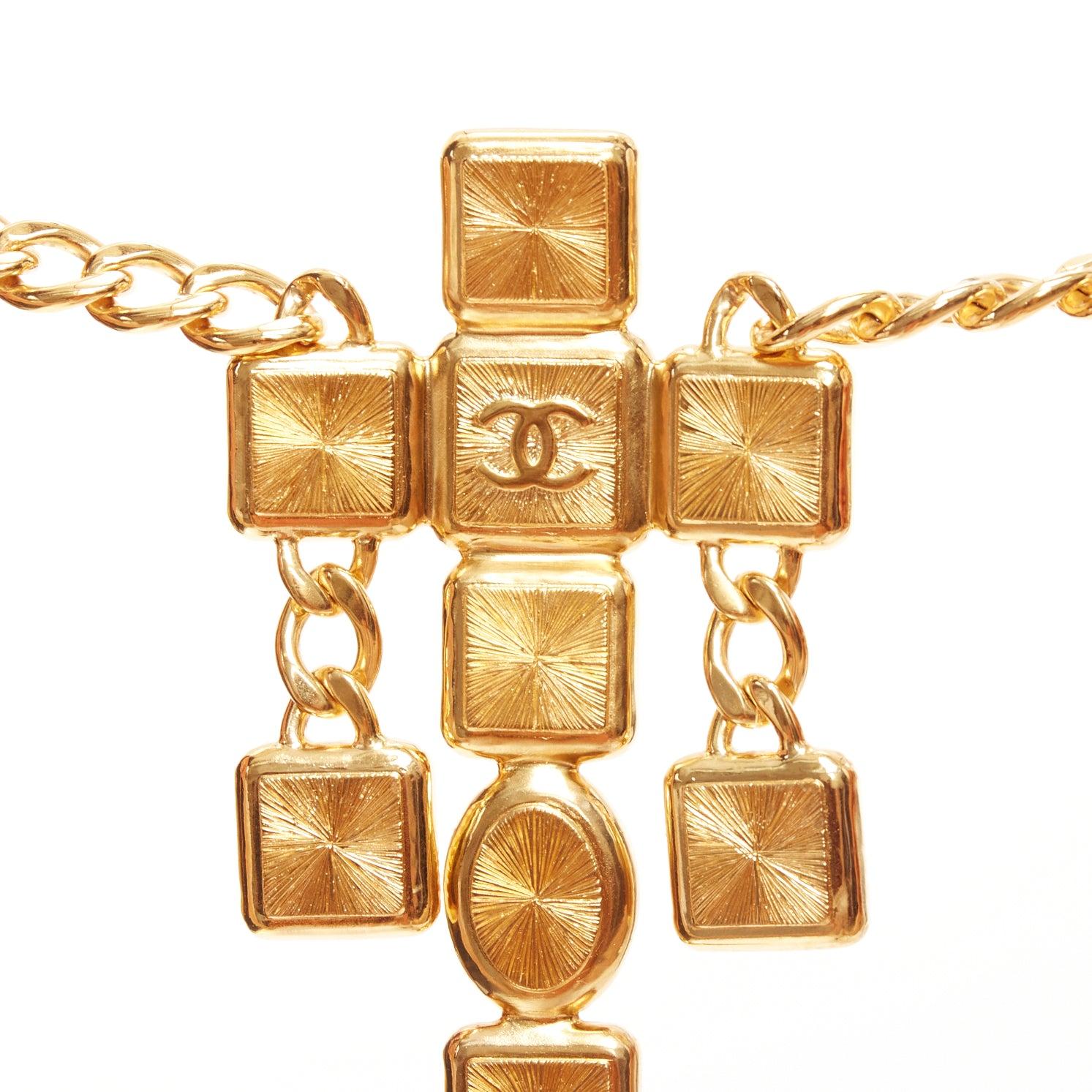 rare CHANEL B20K collier princesse byzantine vert rose rouge gripoix or CC logo en vente 5