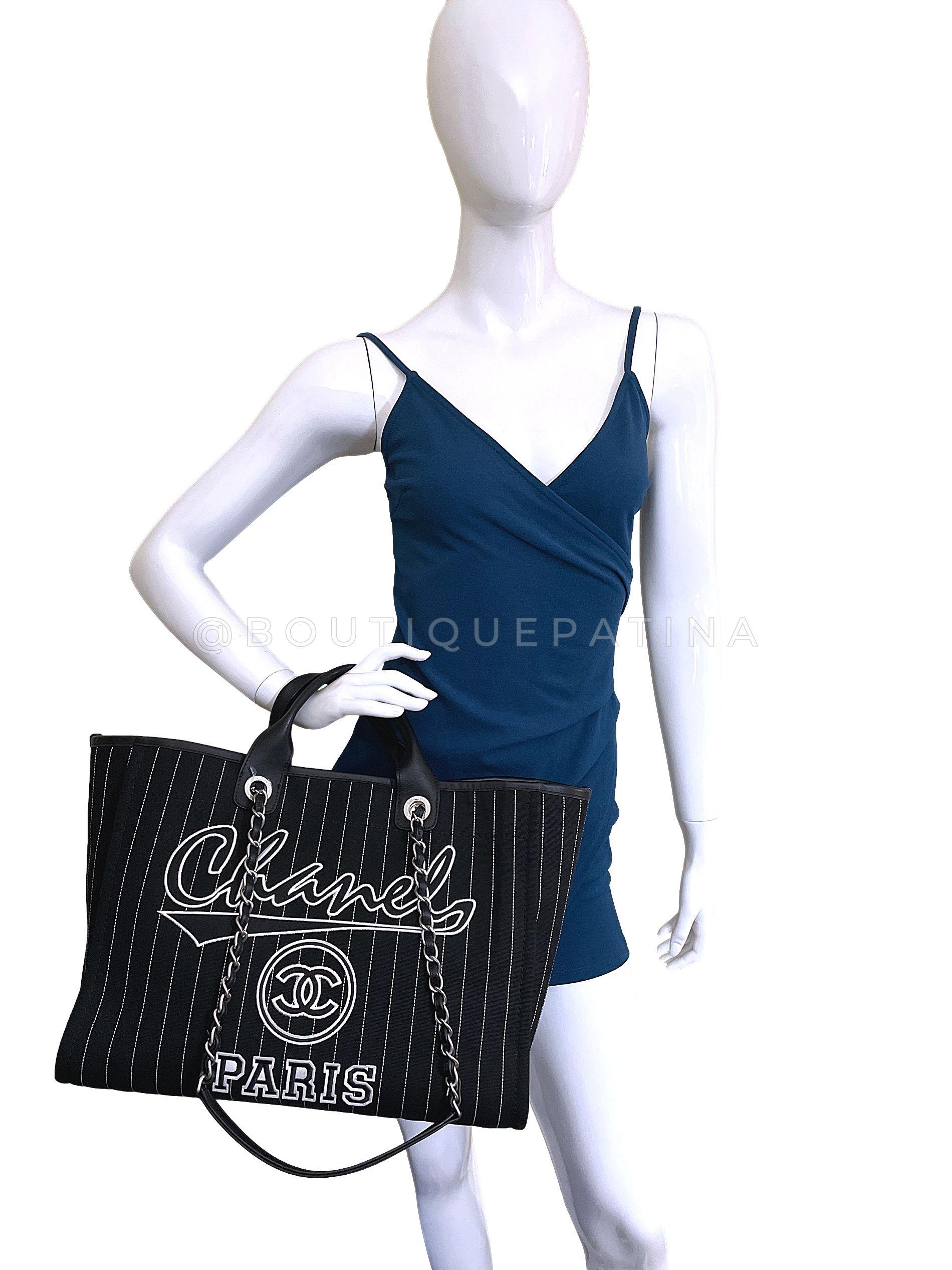 Rare Chanel Baseball Jersey Large Deauville Tote Bag 67968 For Sale 13