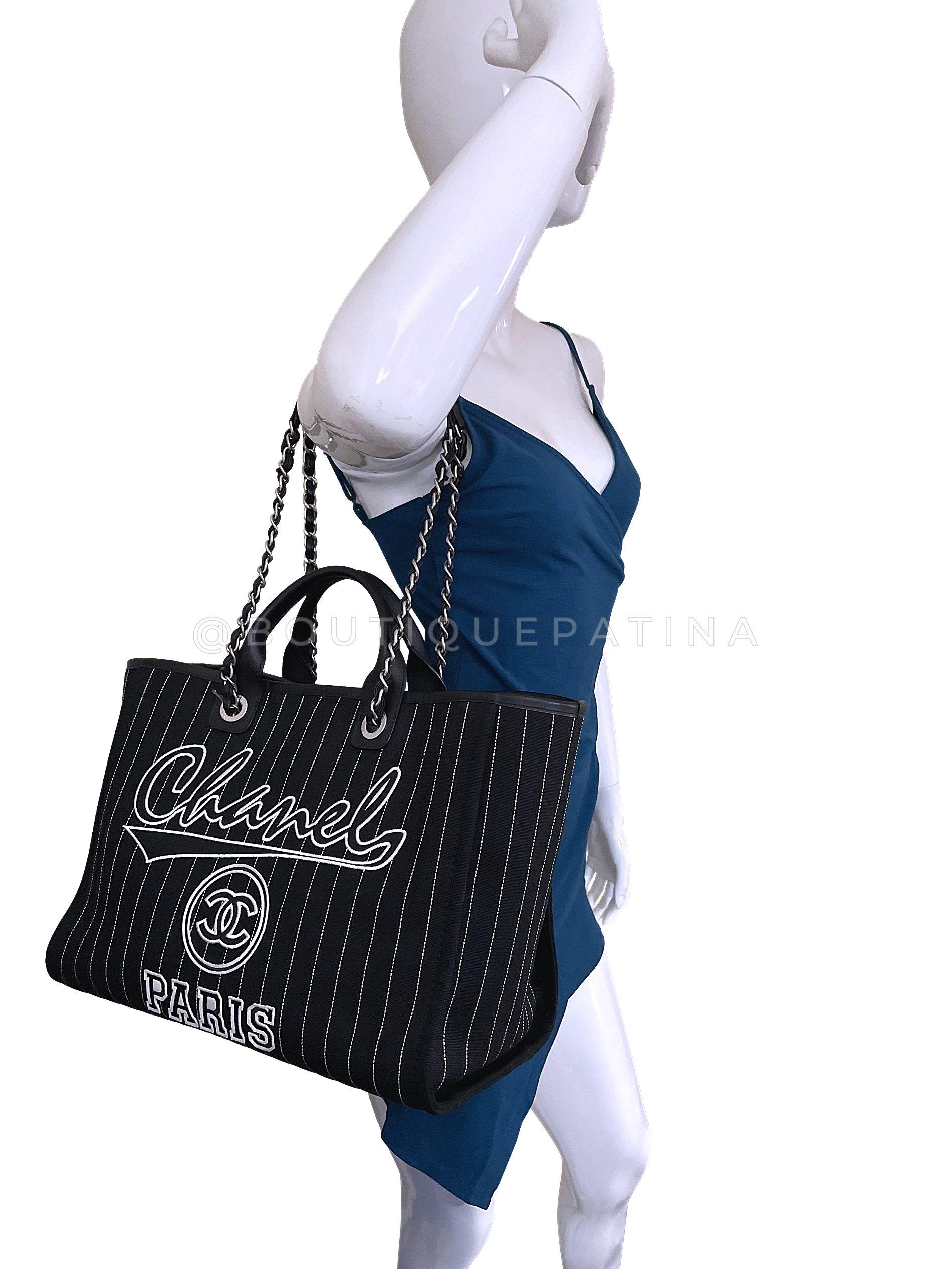 Rare Chanel Baseball Jersey Large Deauville Tote Bag 67968 For Sale 14