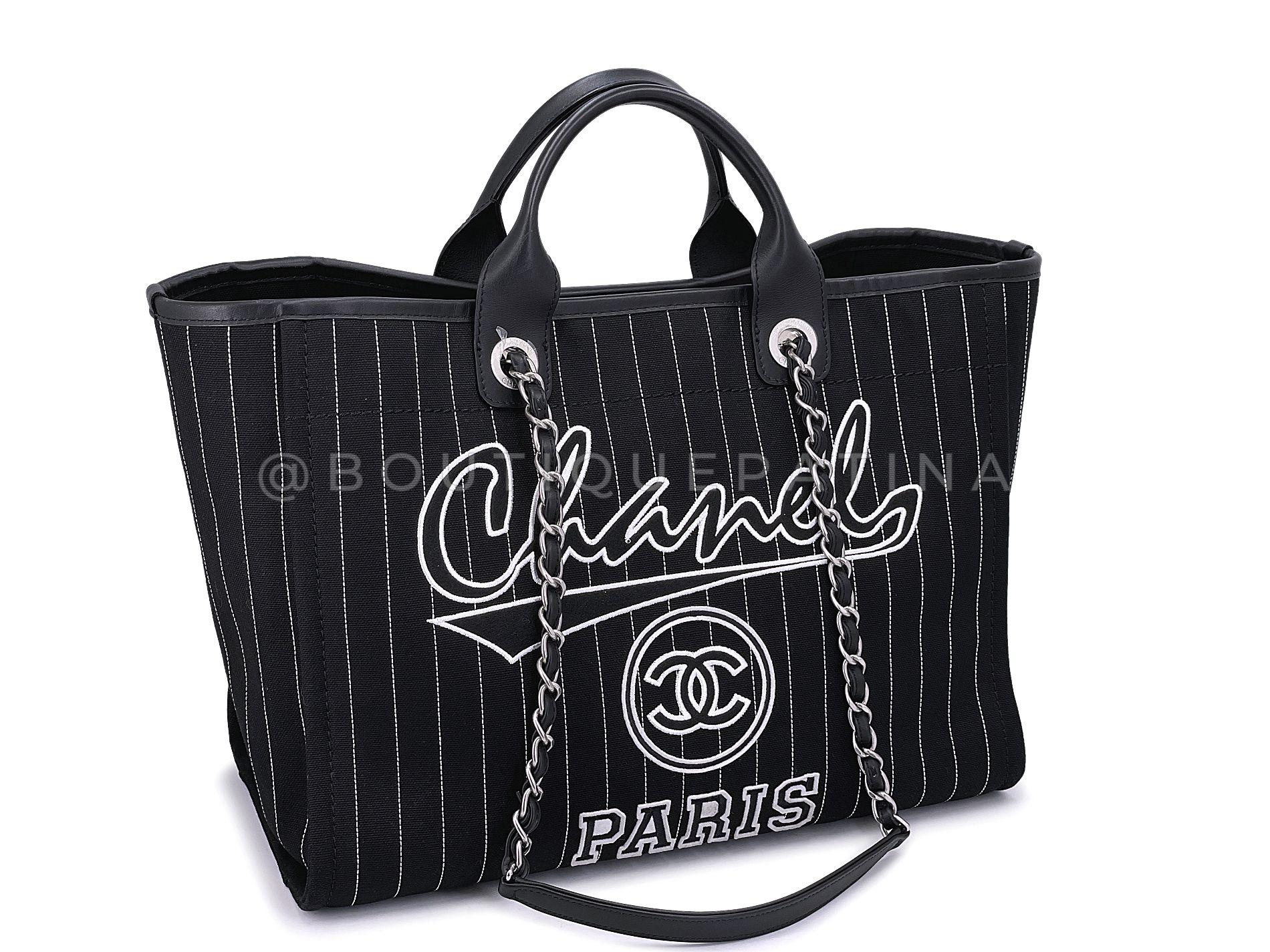 Women's Rare Chanel Baseball Jersey Large Deauville Tote Bag 67968 For Sale