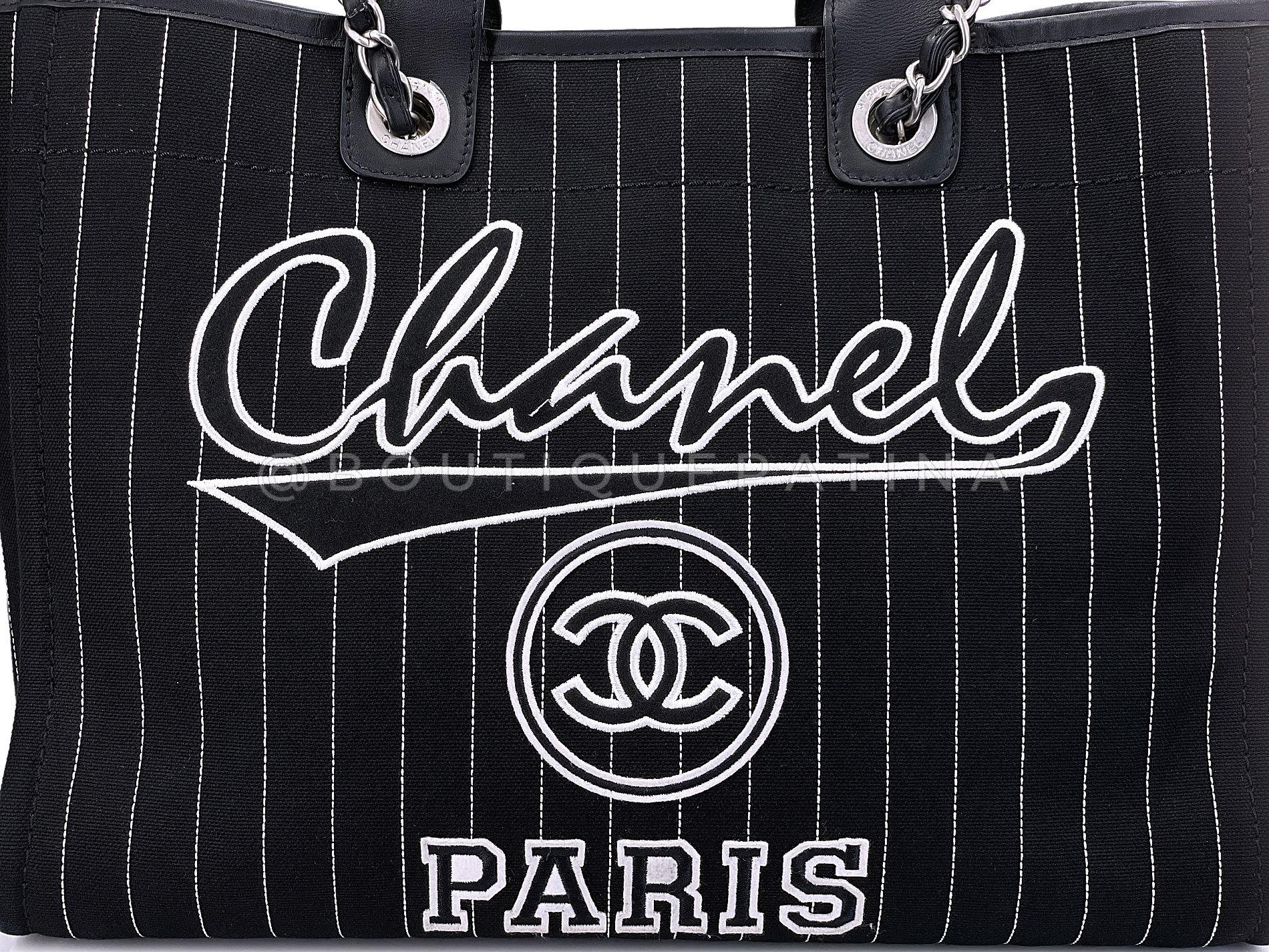 Rare Chanel Baseball Jersey Large Deauville Tote Bag 67968 For Sale 5