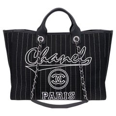 Vintage Rare Chanel Baseball Jersey Large Deauville Tote Bag 67968