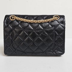 Rare Chanel Black Aged Calfskin Charm 2.55 Mini Reissue Flap Vag