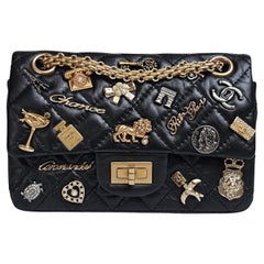 Rare Chanel Black Aged Calfskin Charm 2.55 Mini Reissue Flap Vag