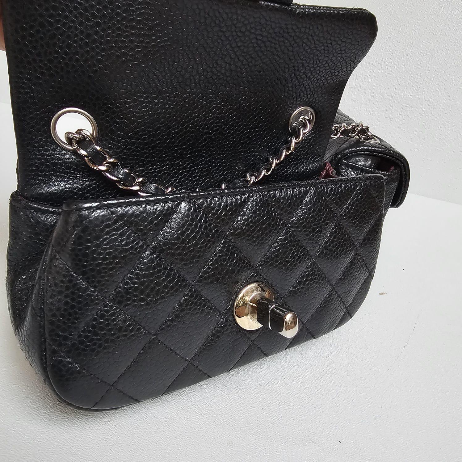 Rare Chanel Black Caviar Mini Twin Flap Crossbody Bag For Sale 3