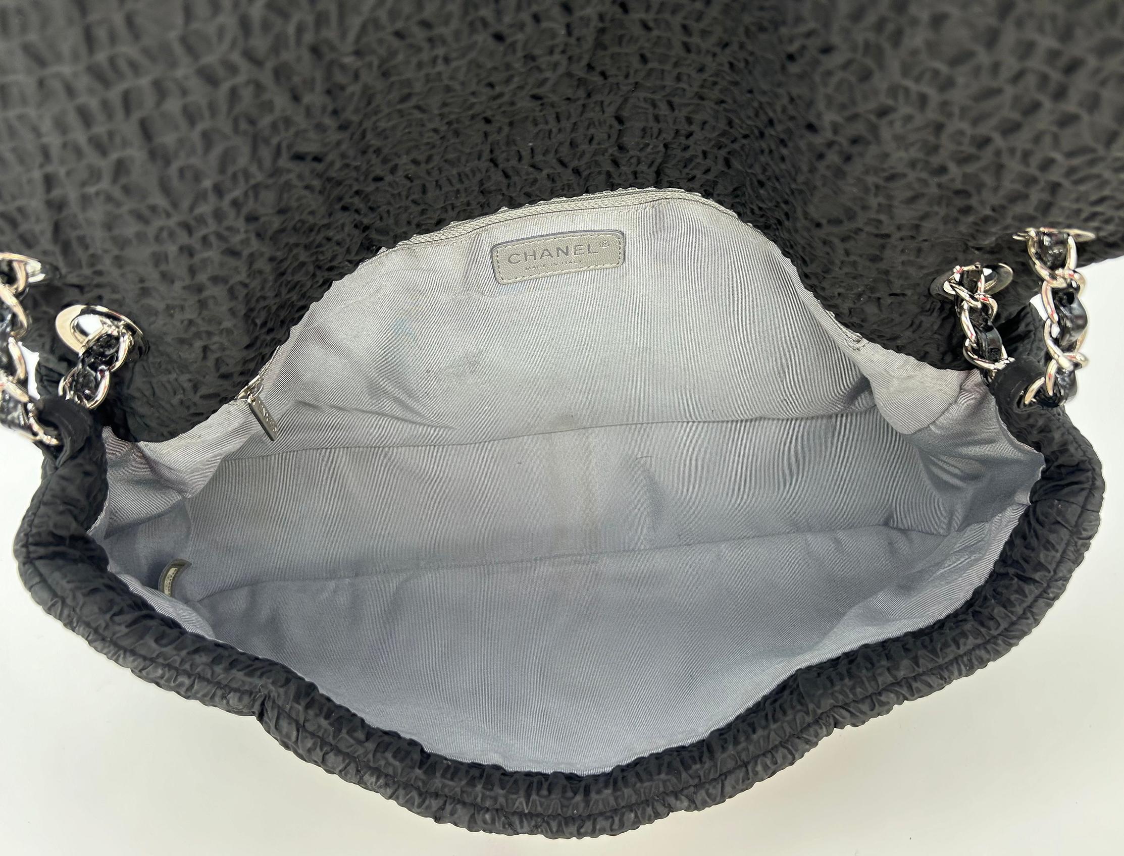 RARE Chanel Black Cloquèe XL Classic Flap For Sale 6