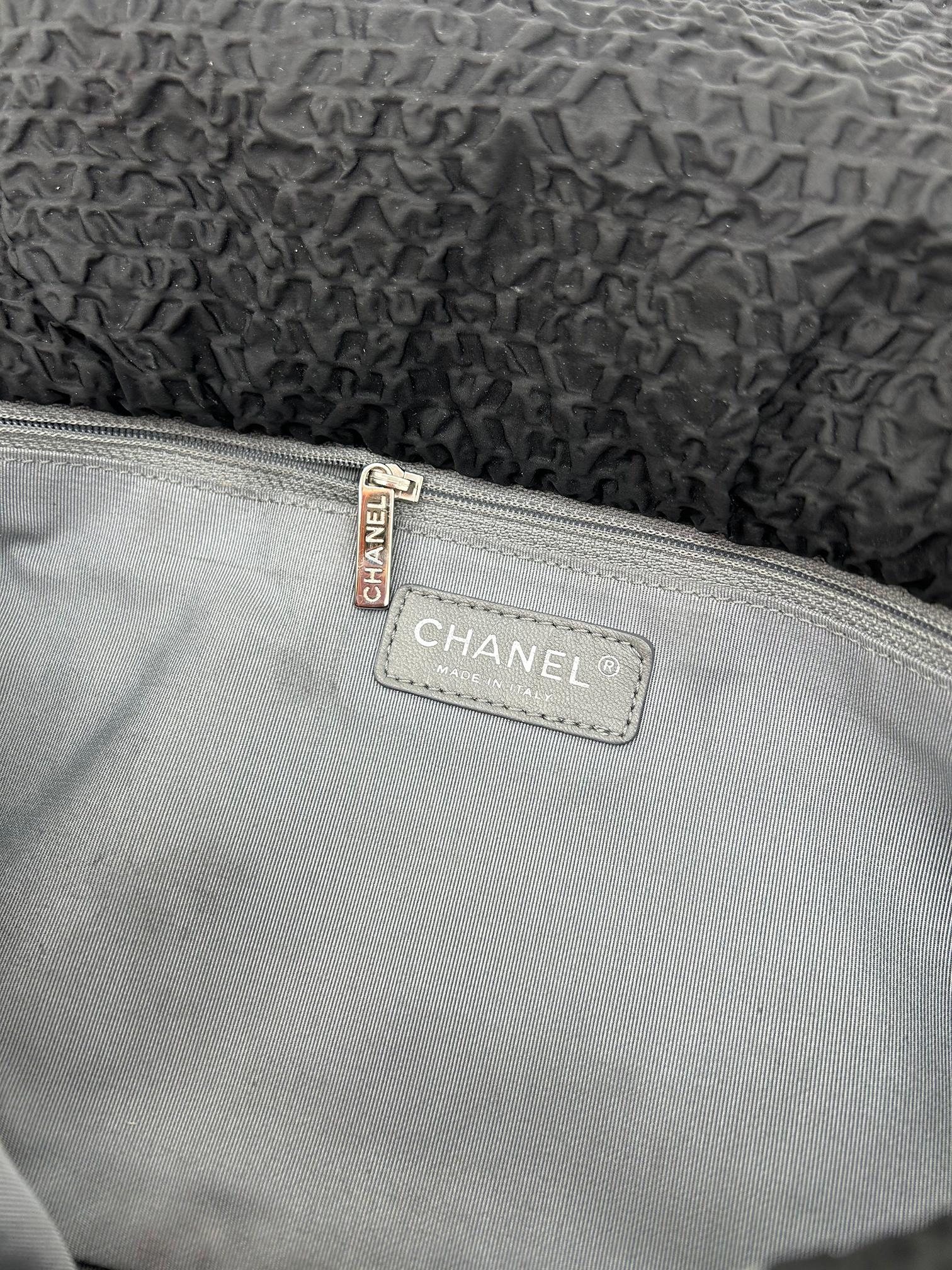 RARE Chanel Black Cloquèe XL Classic Flap For Sale 7