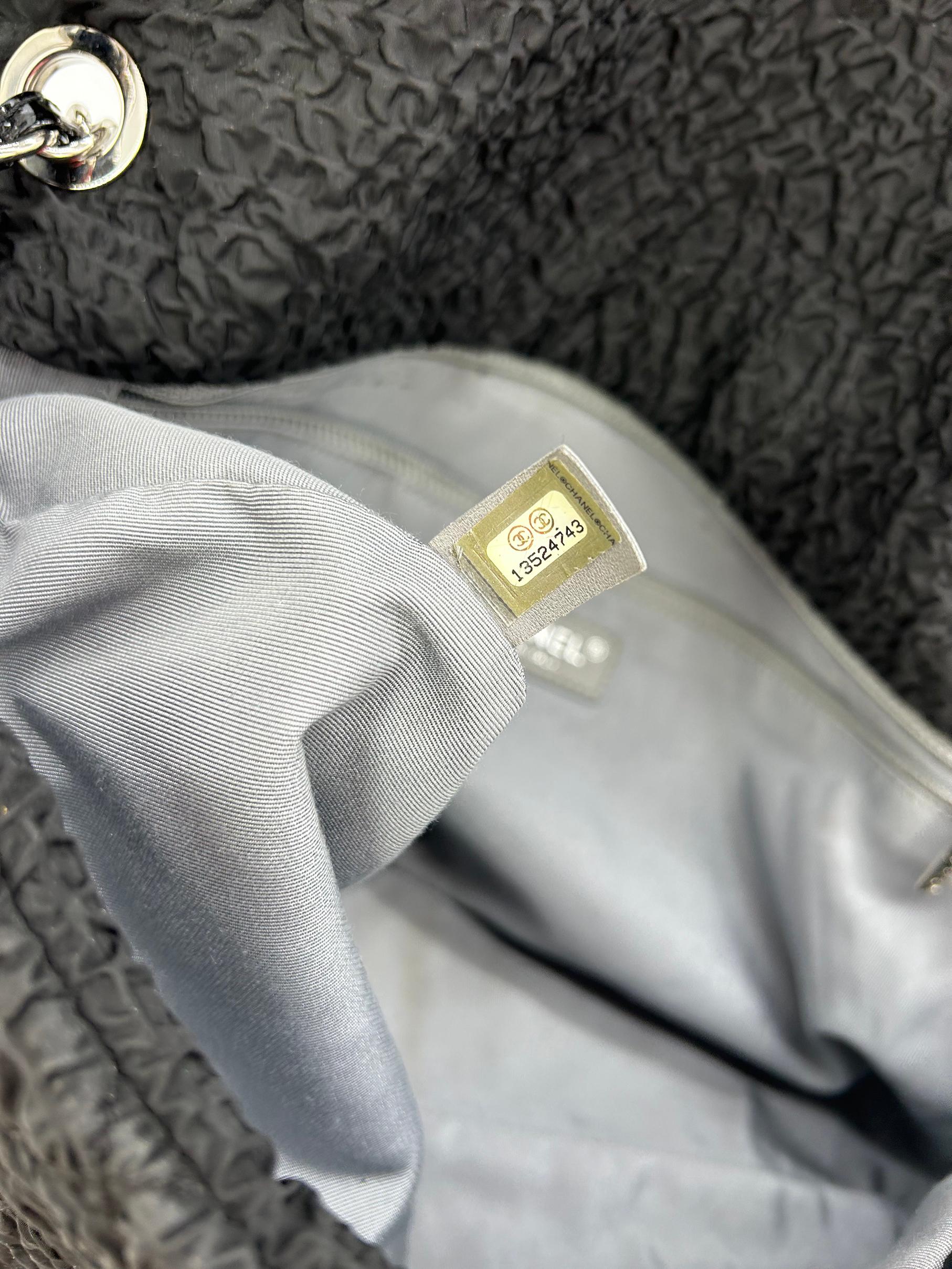 RARE Chanel Black Cloquèe XL Classic Flap For Sale 10