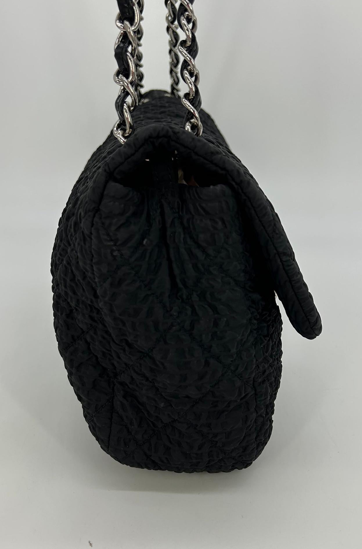 RARE Chanel Black Cloquèe XL Classic Flap In Good Condition For Sale In Philadelphia, PA