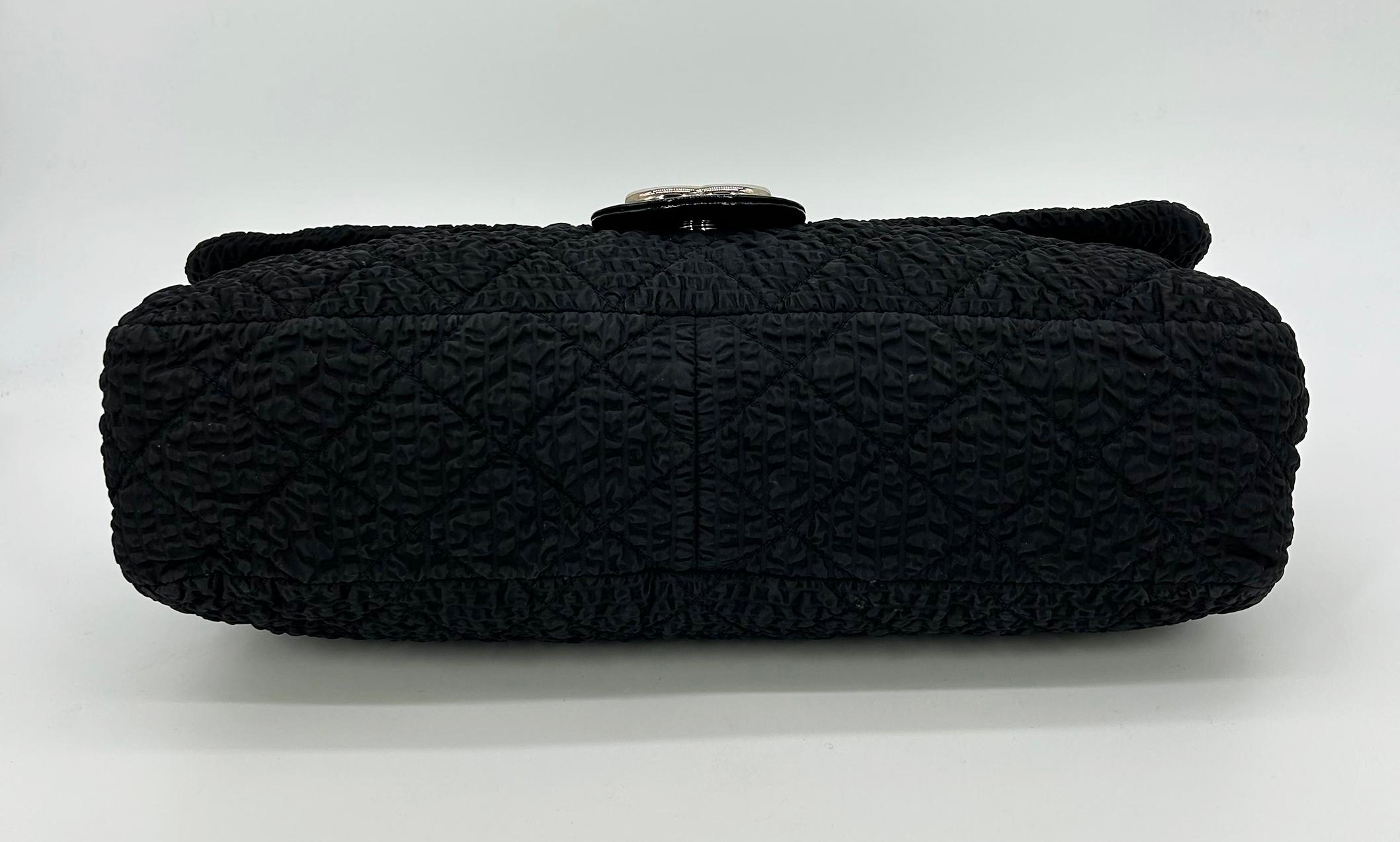 RARE Chanel Black Cloquèe XL Classic Flap For Sale 1
