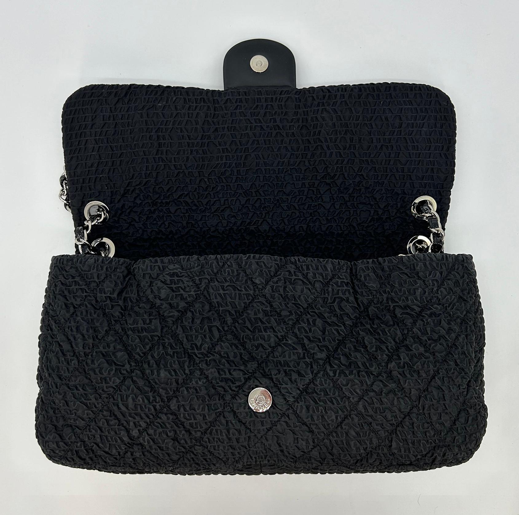 RARE Chanel Black Cloquèe XL Classic Flap For Sale 5