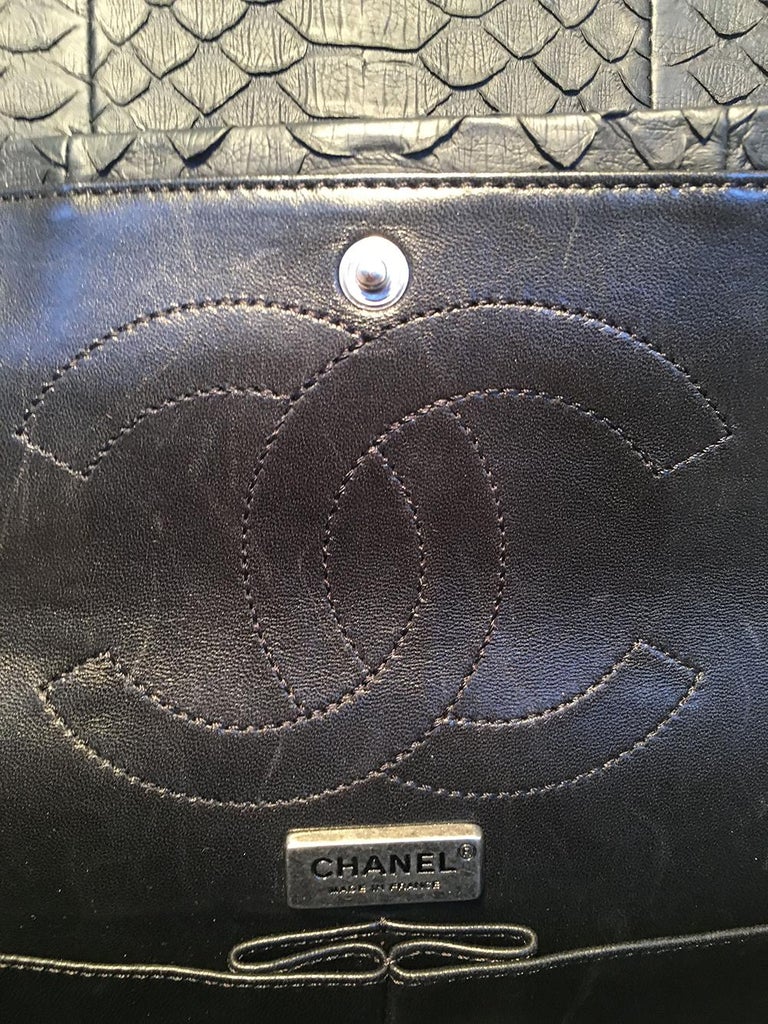 RARE Chanel Black Embroidered Python 2.55 Classic Flap Reissue 226 For ...