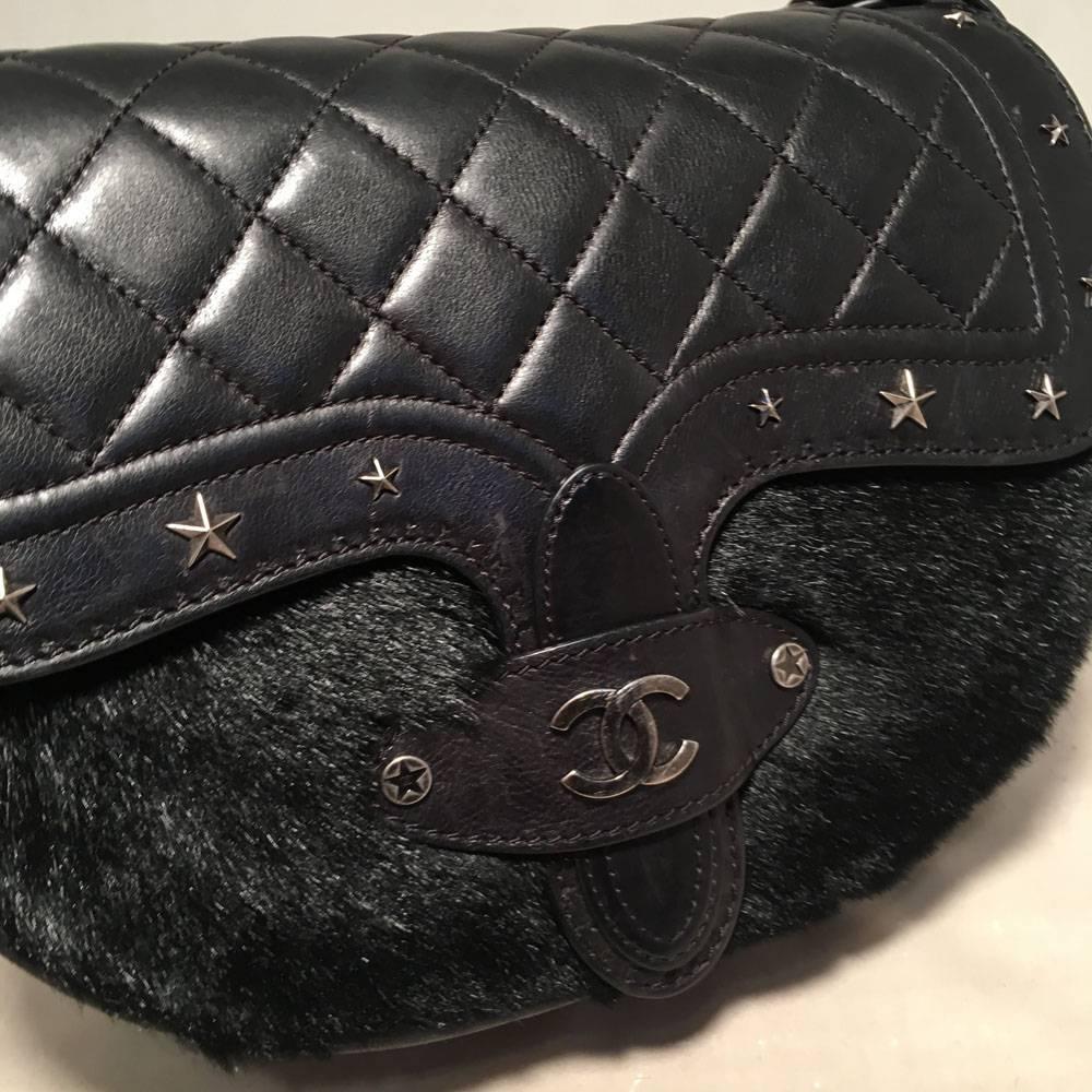 Black Chanel Vintage Dallas Studded Saddle Bag